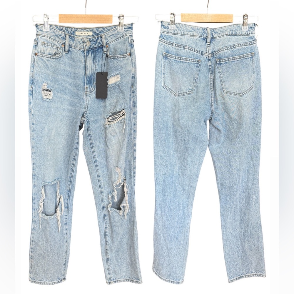 PACSUN Distressed Light Blue Women's mom Jeans